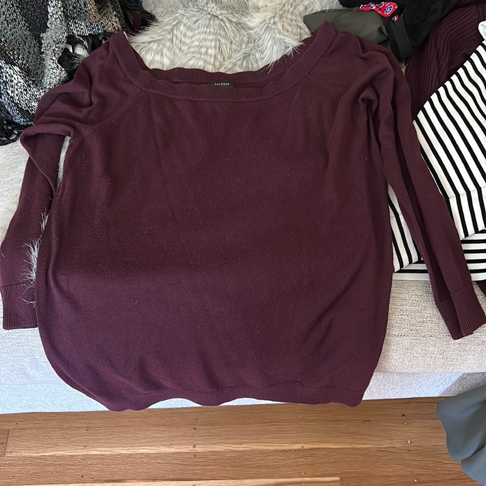 Halogen plum off shoulder sweater